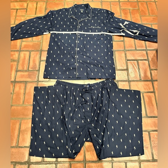 NWOT Polo by Ralph Lauren Navy Pajama Set with Repeat Logo Top XL bottom 2XL - Picture 7 of 12